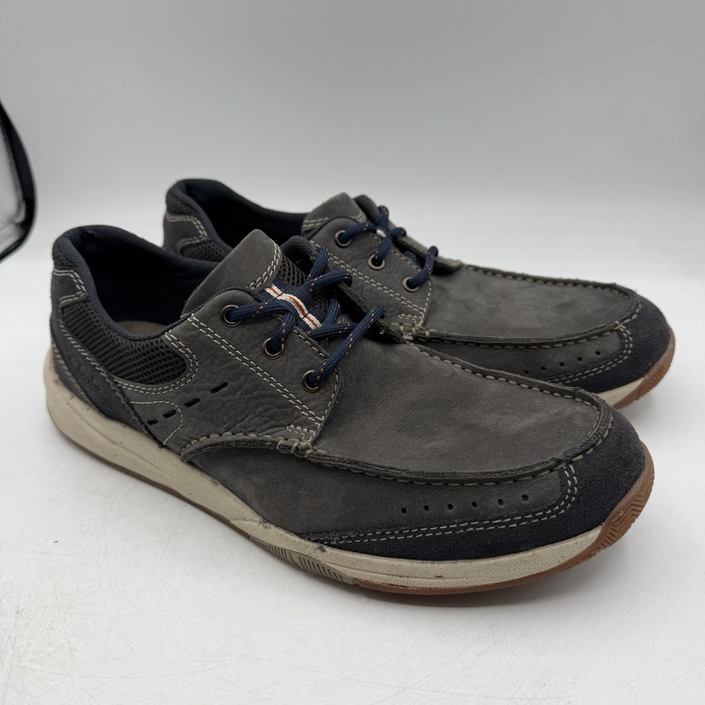 Clarks Allston Edge Boat Shoes Mens Sz 9.5 M Navy Blue Leather Casual Sneakers